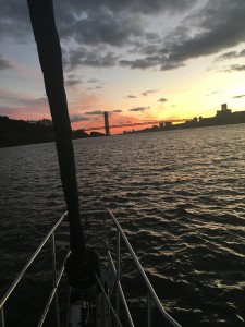 GW Bridge over bow of Tusen Takk