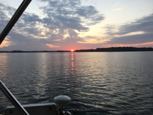 Sunset off Tusen Takk's stern